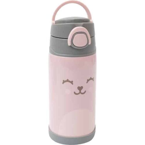 Garrafa Térmica Parede Dupla com Canudo 400ml Gumy Rosa - 12110 - Buba