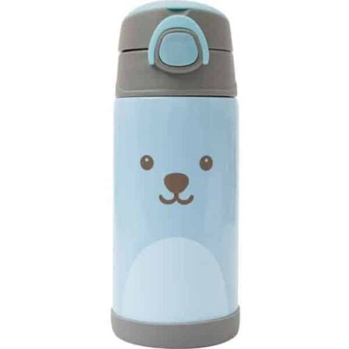 Garrafa Térmica Parede Dupla com Canudo 400ml Gumy Azul - 12109 - Buba