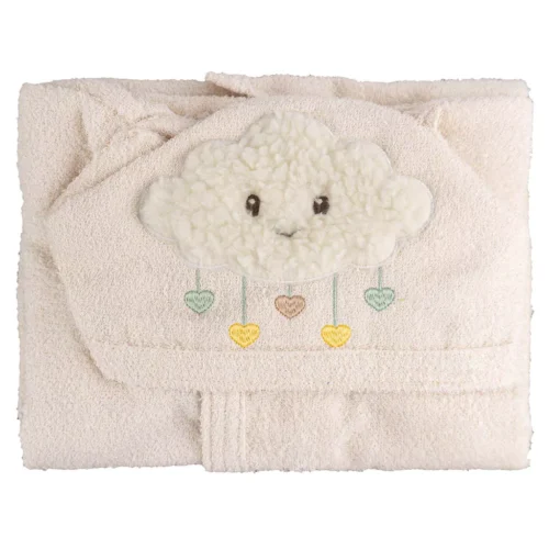 ROUPAO FELPA SOFT C/CAPUZ BORDADO BABY JOY FUNNY LISO TAMANHO UNICO PCT C/01 //NUVEMZINHA BEGE