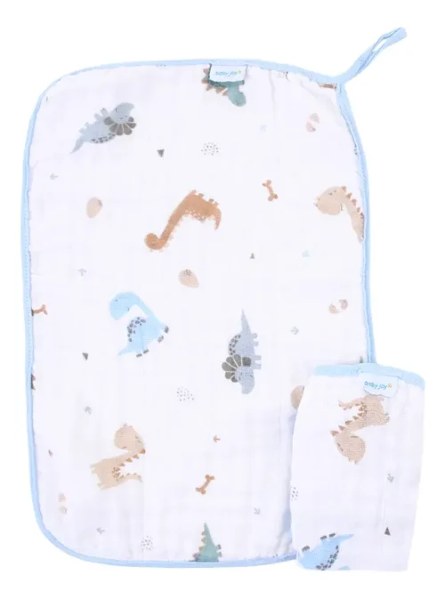 PANO DE BOCA C/PRENDEDOR DE CHUPETA BABY JOY SOFT ESTAMPADO 25CMX40CM PCT C/02UN //DINO